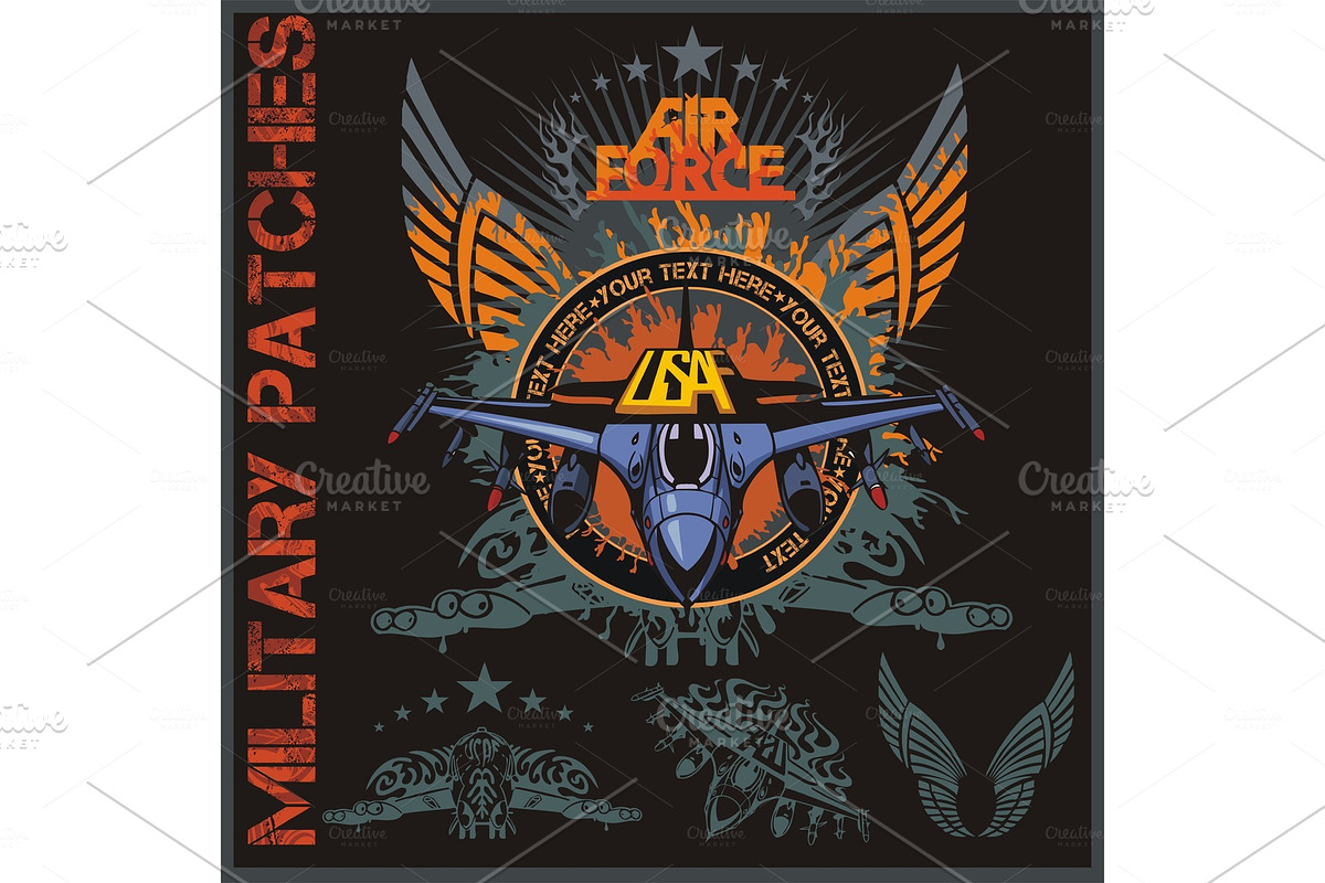 Air force patch set - stock vector. in Illustrations - product preview 8