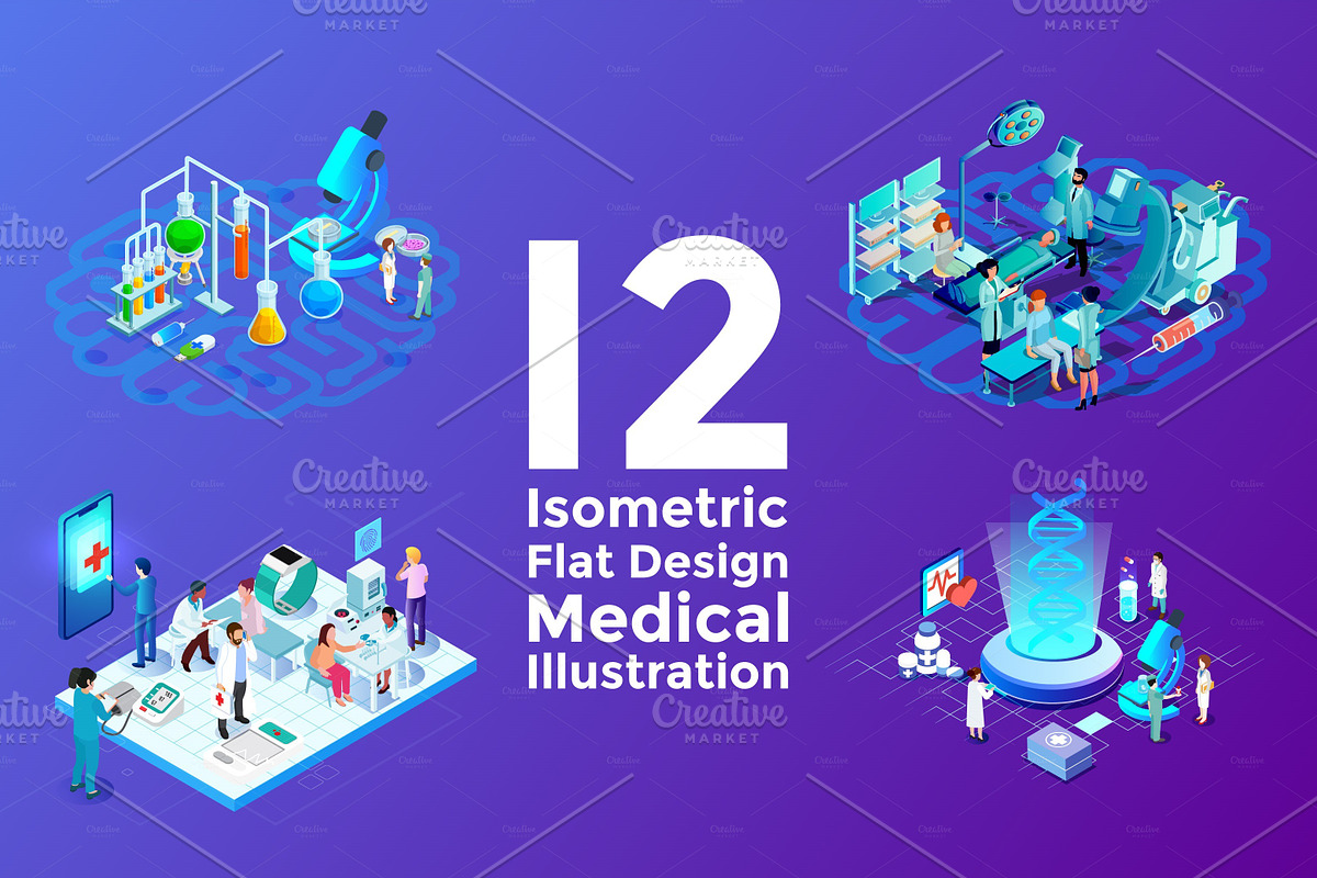 Medical Isometric Illustration in Web Elements - product preview 8