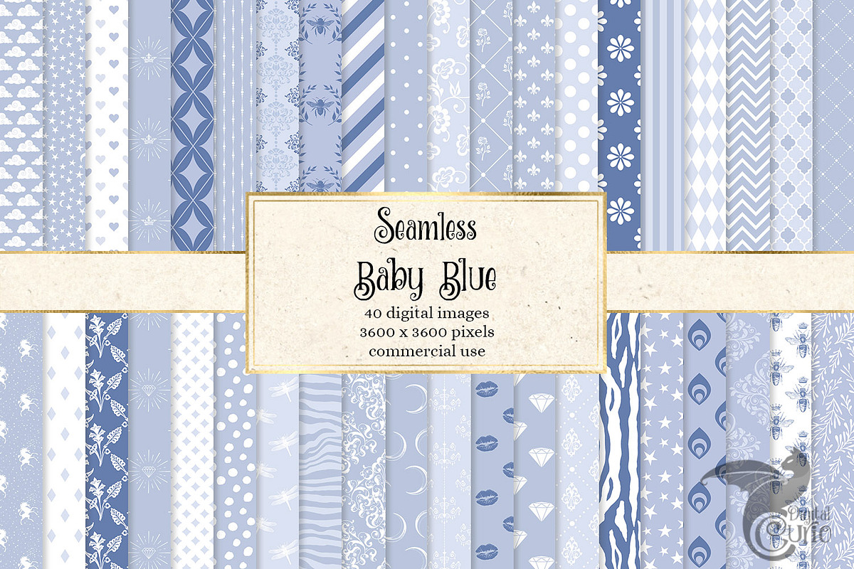 Baby Blue Digital Paper in Patterns - product preview 8