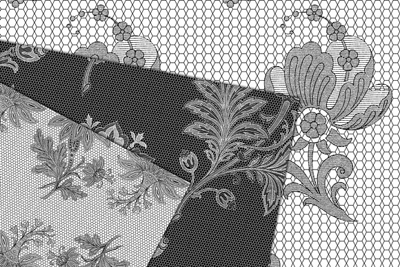 Black and White Lace Digital Paper in Patterns - product preview 1