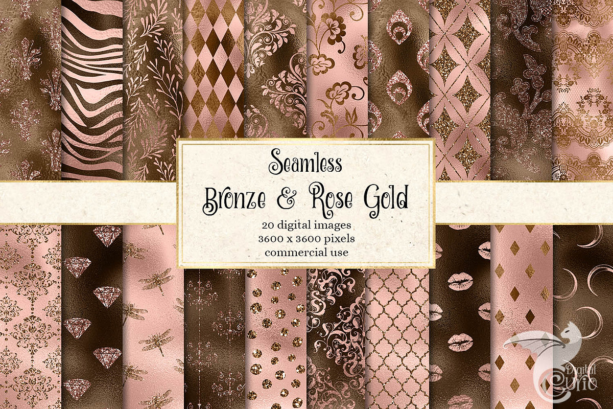 Bronze & Rose Gold Digital Paper in Textures - product preview 8