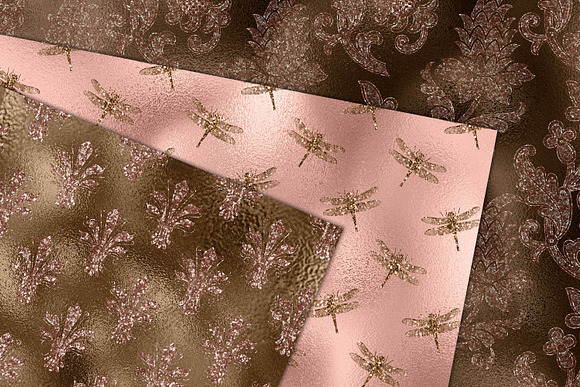 Bronze & Rose Gold Digital Paper in Textures - product preview 1