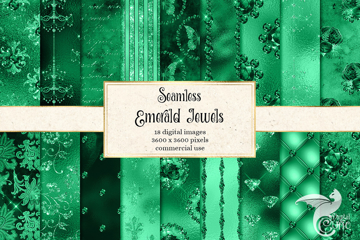 Emerald Jewels Digital Paper in Textures - product preview 8