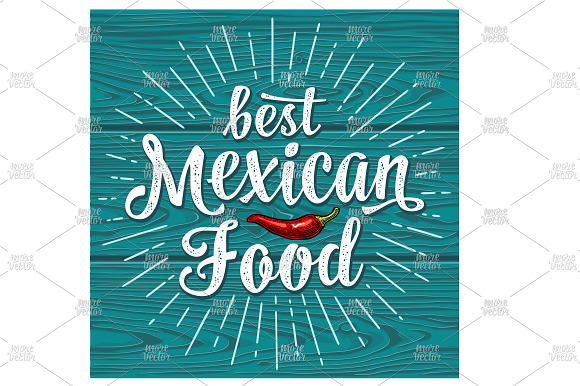 Mexican food lettering engraving in Illustrations - product preview 1
