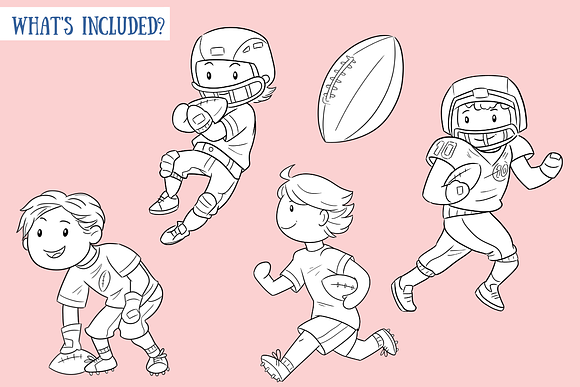 Playing Football Black and White in Illustrations - product preview 1