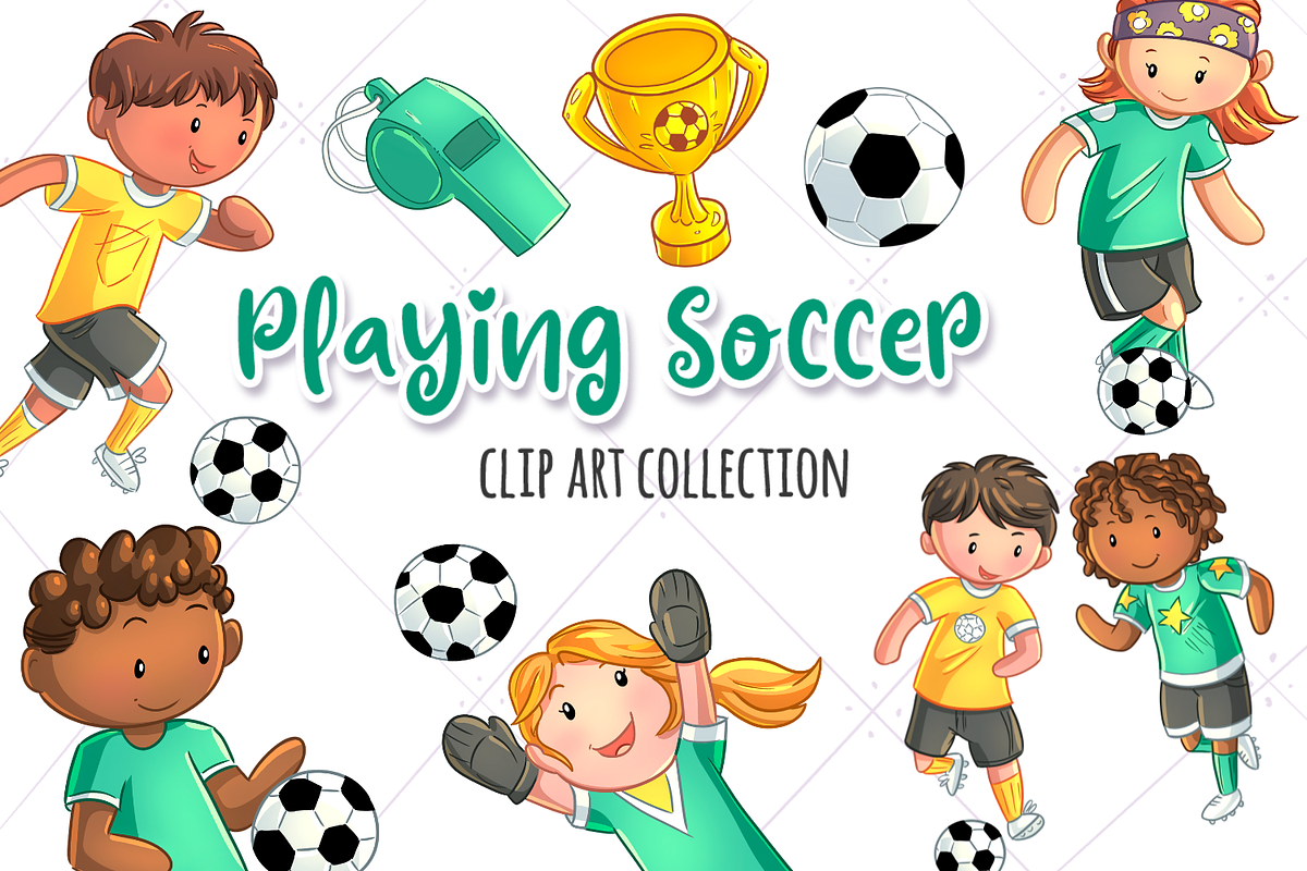 Cute Kids Playing Soccer in Illustrations - product preview 8