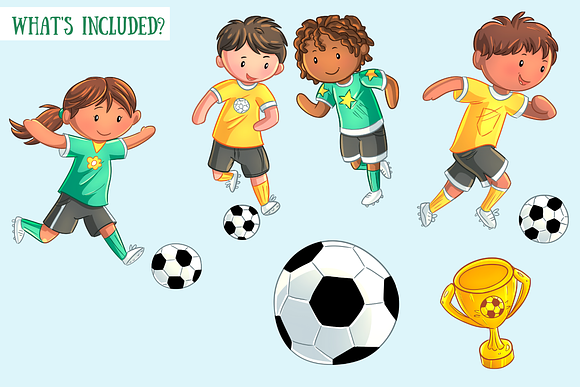 Cute Kids Playing Soccer in Illustrations - product preview 1