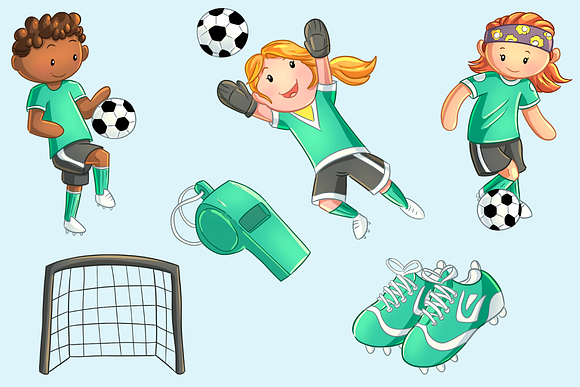 Cute Kids Playing Soccer in Illustrations - product preview 2