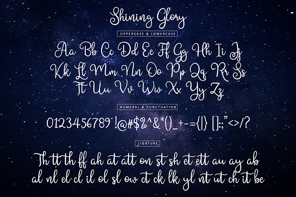 Shining Glory Script Font in Script Fonts - product preview 8