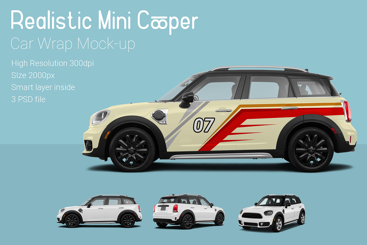 Mini Cooper Car Mock-Up in Branding Mockups - product preview 8