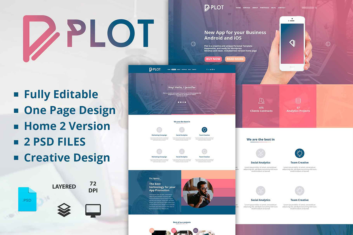 Plot One Page PSD Template in Landing Page Templates - product preview 8