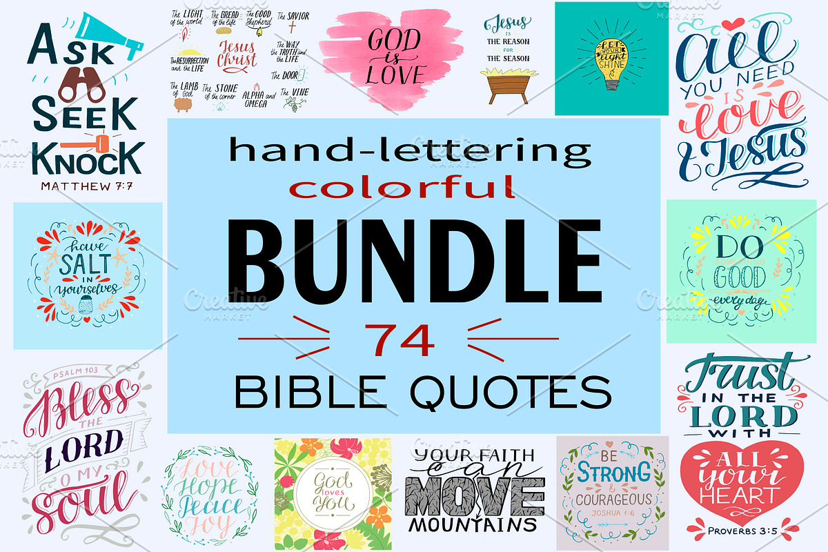 BUNDLE 74 BIBLE QUOTES in Illustrations - product preview 8