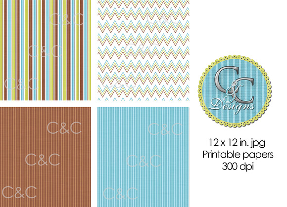 18 Turquoise & Coco Digital Papers in Textures - product preview 1