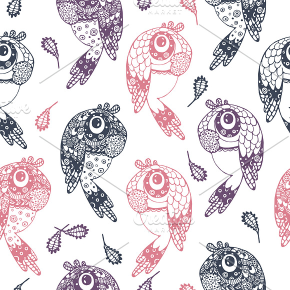 Doodle parrot. For coloring book. in Patterns - product preview 3