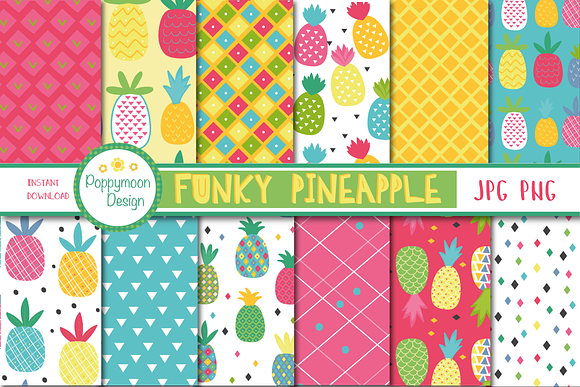 Funky pineapple set in Illustrations - product preview 1