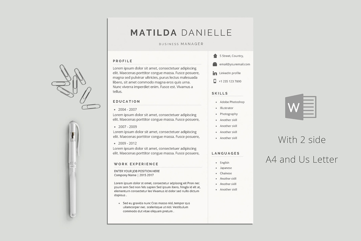Clean & Simple~Resume-Cv Tmp Vol.06 in Letter Templates - product preview 8