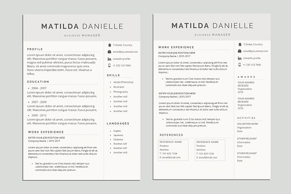 Clean & Simple~Resume-Cv Tmp Vol.06 in Letter Templates - product preview 1
