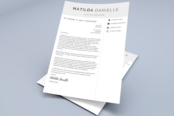 Clean & Simple~Resume-Cv Tmp Vol.06 in Letter Templates - product preview 3