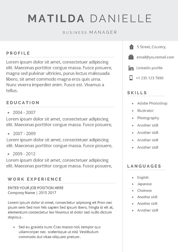 Clean & Simple~Resume-Cv Tmp Vol.06 in Letter Templates - product preview 7