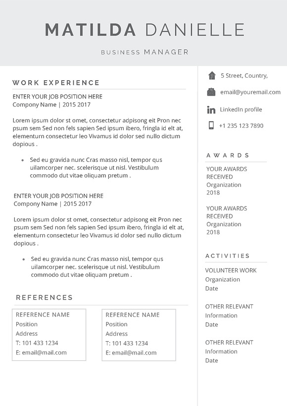 Clean & Simple~Resume-Cv Tmp Vol.06 in Letter Templates - product preview 8