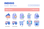 100 Web Store Icons | Indigo Series