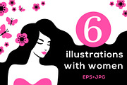 6 illustrations with women