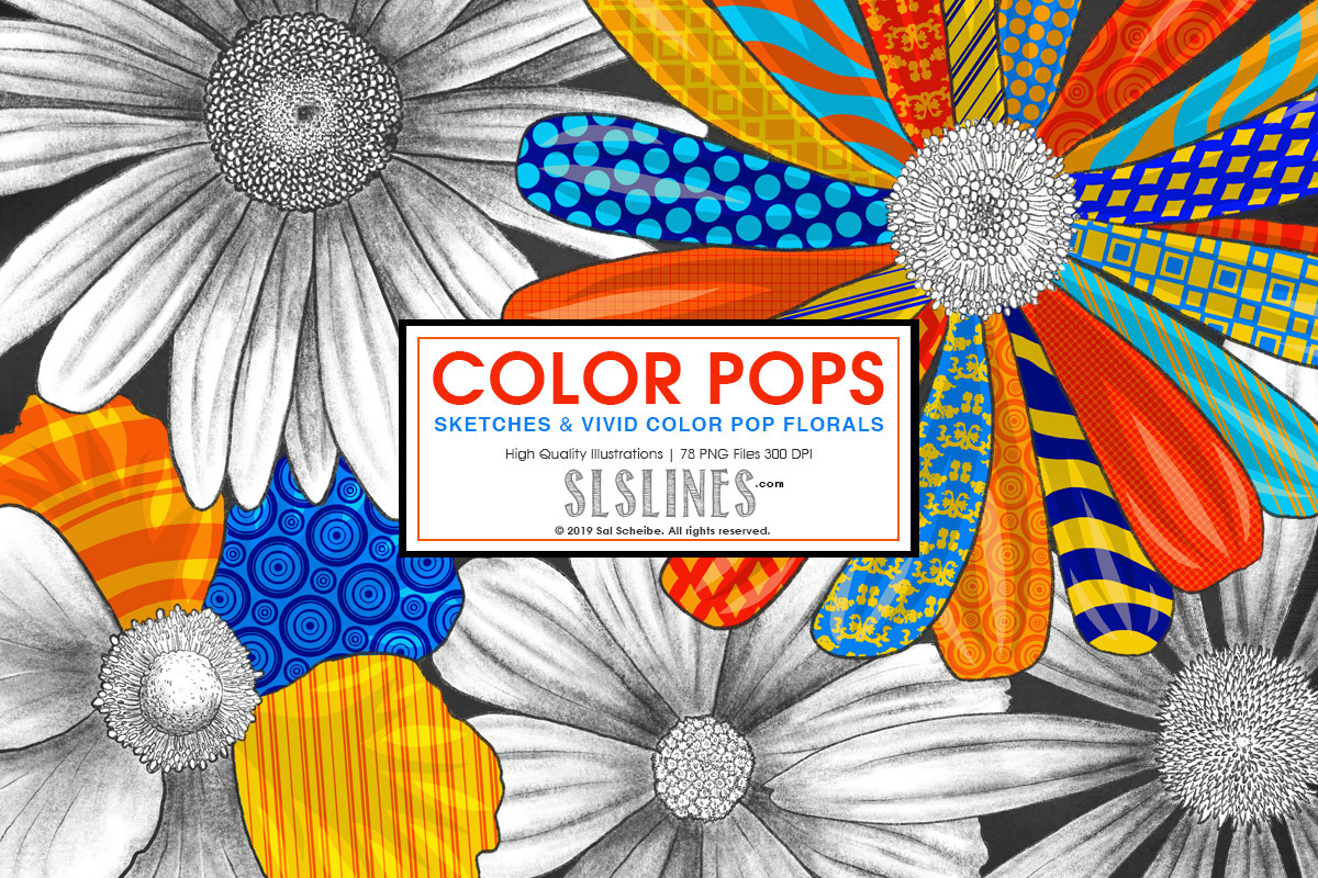 Vivid Pop Color Flowers Clipart in Illustrations - product preview 8