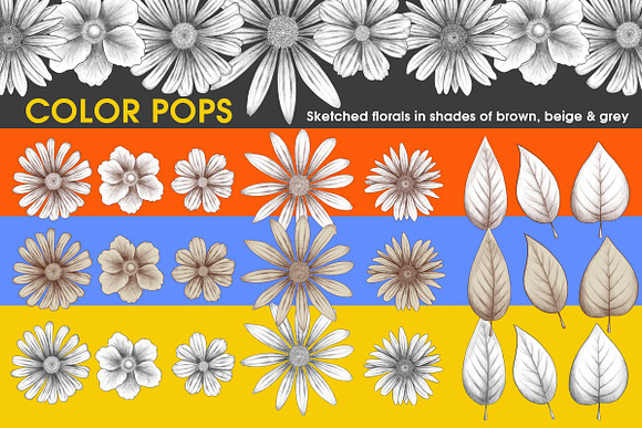 Vivid Pop Color Flowers Clipart in Illustrations - product preview 3