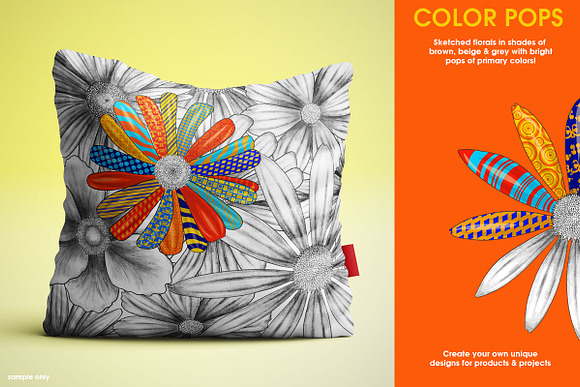 Vivid Pop Color Flowers Clipart in Illustrations - product preview 7