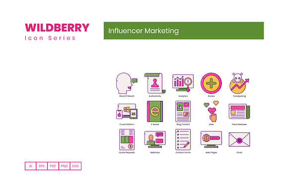95 Influencer Marketing Icons in Contact Icons - product preview 1