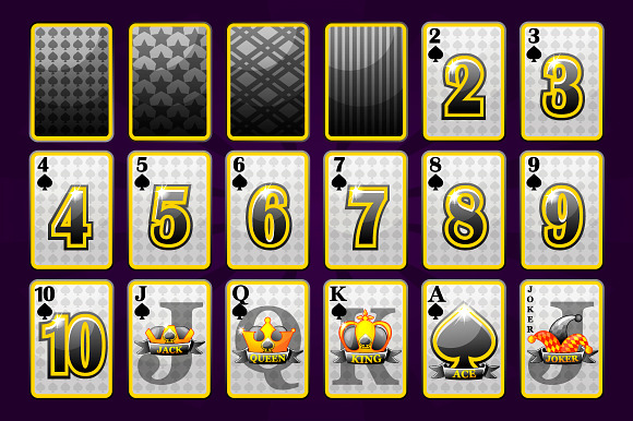 Complete set playing poker cards in Black And White Icons - product preview 17
