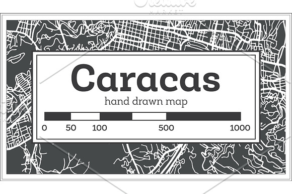 Caracas Venezuela City Map in Retro in Illustrations - product preview 1
