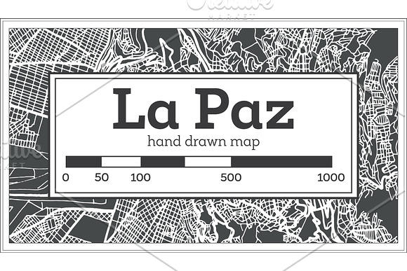 La Paz Bolivia City Map in Retro in Illustrations - product preview 1