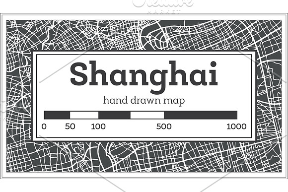 Shanghai China City Map in Retro in Illustrations - product preview 1