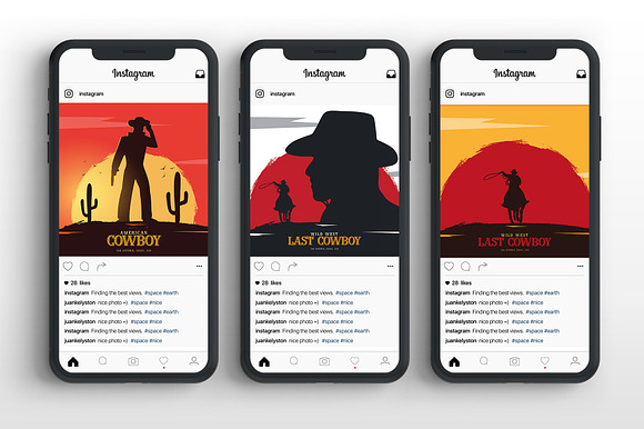 Cowboy & Wild West Insta Banners in Instagram Templates - product preview 2