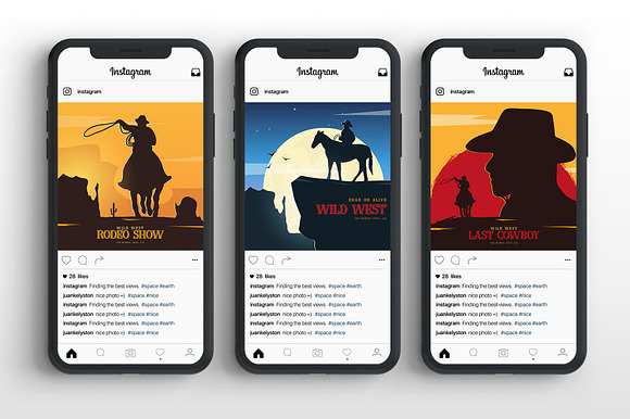 Cowboy & Wild West Insta Banners in Instagram Templates - product preview 4