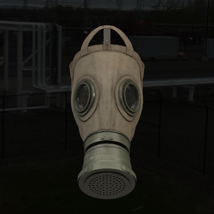 German Gas mask WWI model M1917 3D m in Weapons - product preview 2