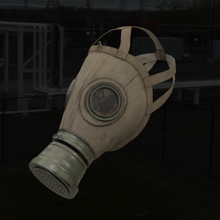 German Gas mask WWI model M1917 3D m in Weapons - product preview 4