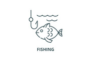 Fishing vector line icon, linear