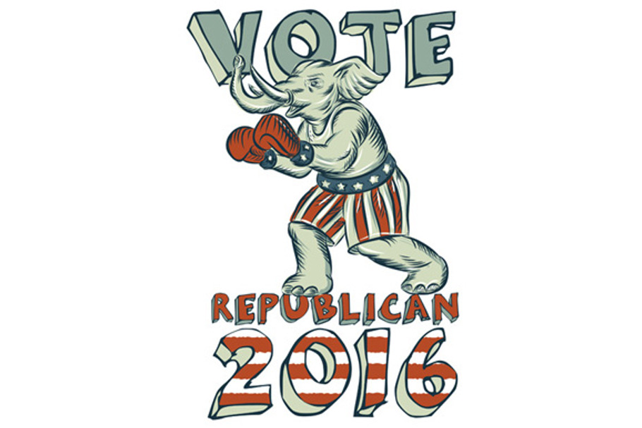 Vote Republican 2016 Elephant Boxer in Illustrations - product preview 8