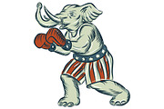 Republican Elephant Boxer Mascot Iso