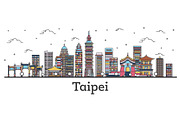 Outline Taipei Taiwan City Skyline