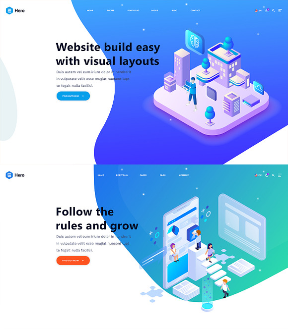 14 Hero Header - Isometric Design in UI Kits and Libraries - product preview 1