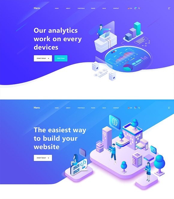 14 Hero Header - Isometric Design in UI Kits and Libraries - product preview 2