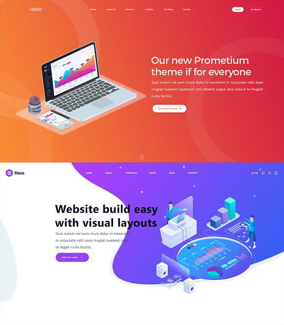 14 Hero Header - Isometric Design in UI Kits and Libraries - product preview 4
