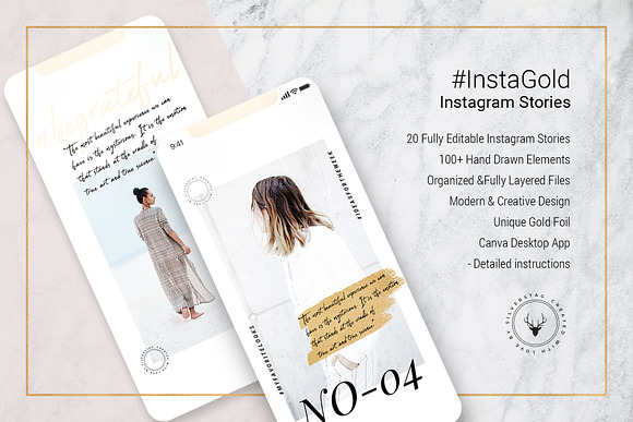 #InstaGold - CANVA Instagram Stories in Instagram Templates - product preview 2