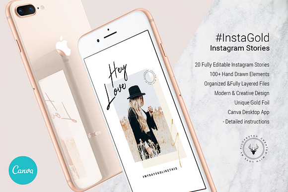 #InstaGold - CANVA Instagram Stories in Instagram Templates - product preview 3