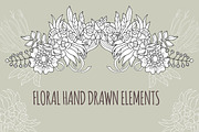 Floral elements doodle set .