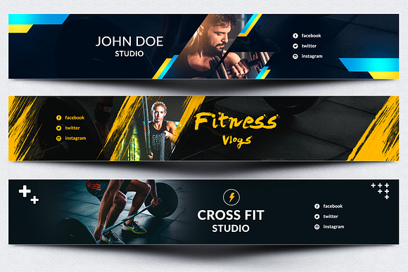 Fitness & Gym Youtube Banner in YouTube Templates - product preview 1