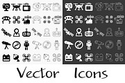 Quadcopter b&w vector icons